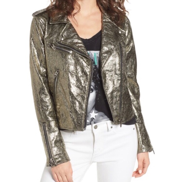 Blank NYC Metallic Vegan Leather Moto Jacket